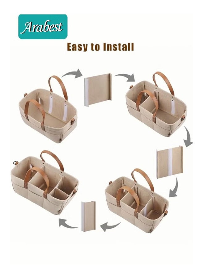 Arabest Baby Diaper Caddy Organizer, Portable Diapers Storage Bag with Removable Dividers  - Image 3