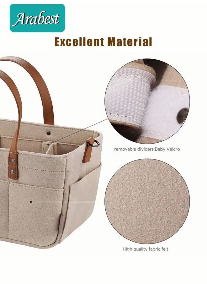 Arabest Baby Diaper Caddy Organizer, Portable Diapers Storage Bag with Removable Dividers  - Image 5