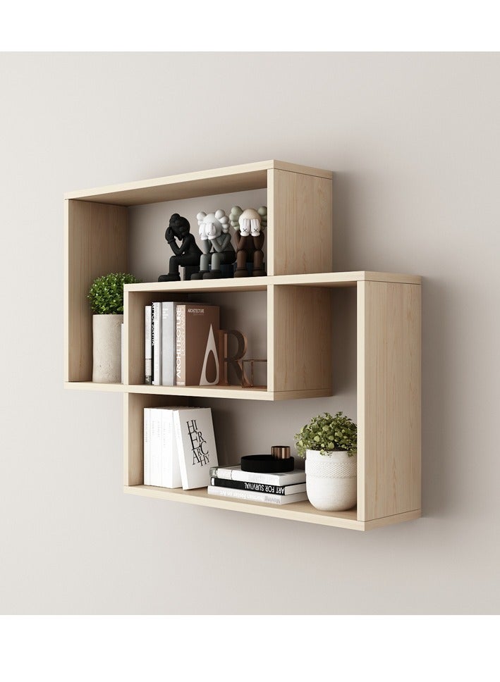 XiuWoo Extra Large Unique Wood Wall Mounted Floating Shelves, 2 Square Interlocking Decorative Wall Shelf Geometric Box Shelves, Hanging Shelf Storage Rack, Home Display Rack for Home, Office, Bathroom  - Image 1