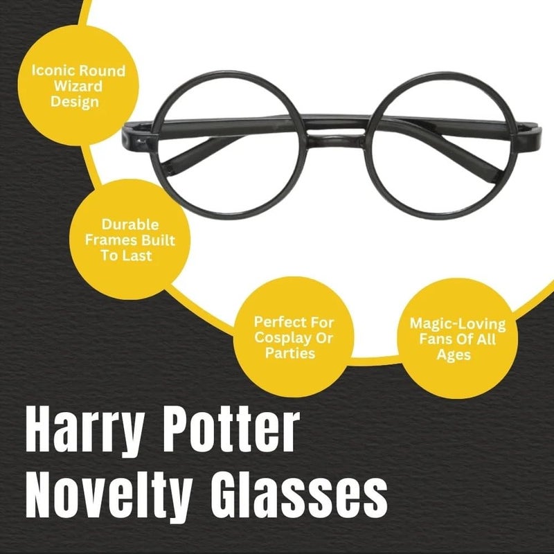 Unique Authentic Black Harry Potter Glasses - Pack of 4 - Magical Cosplay & Enchanting Style - Perfect for Costume Parties - Image 3