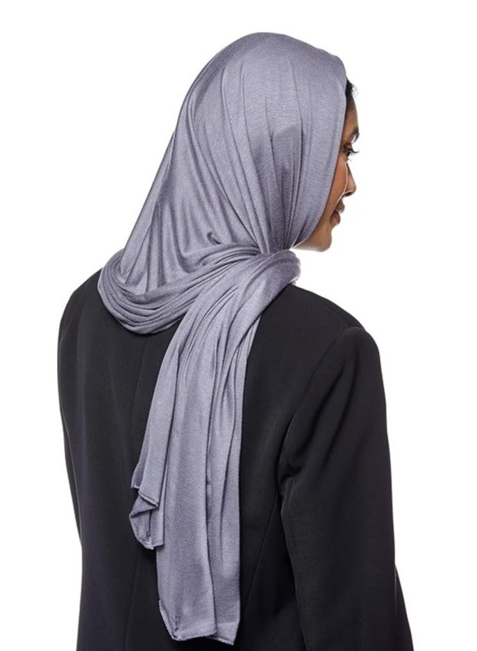 Jersey Stretch Shailah Hijab – Soft Muslim Islamic Arab Scarf, Headscarf Abaya Shawl, Color: Dark Grey - Image 3