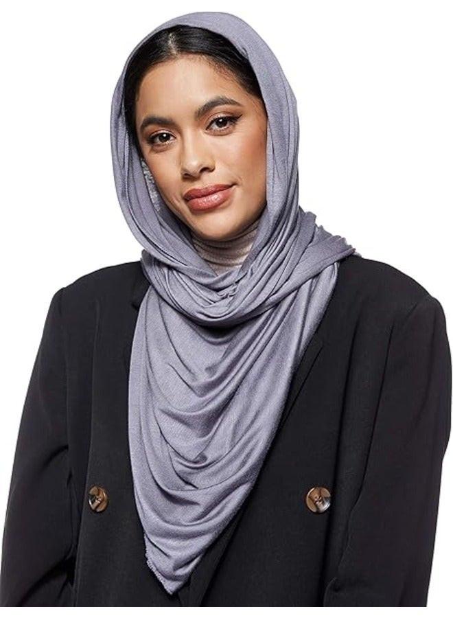 Jersey Stretch Shailah Hijab – Soft Muslim Islamic Arab Scarf, Headscarf Abaya Shawl, Color: Dark Grey - Image 2