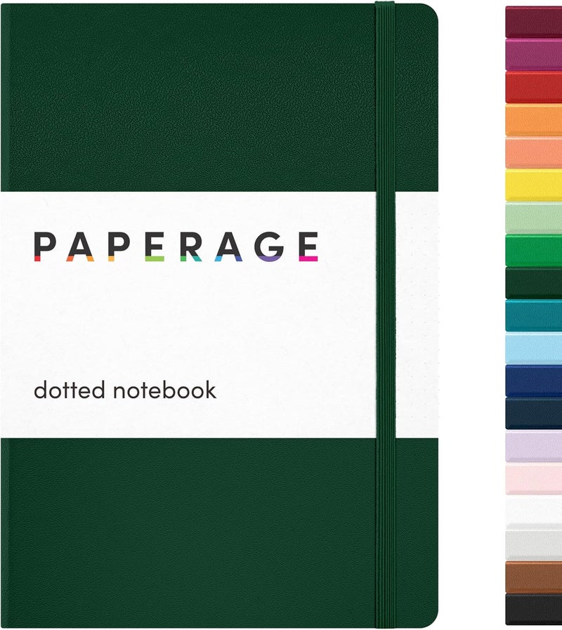 ببرج دفتر PAPERAGE المنقط، (أخضر داكن)، 160 صفحة، متوسط 5.7 بوصة × 8 بوصة - ورق سميك 100 جرام، غلاف مقوى - Image 1