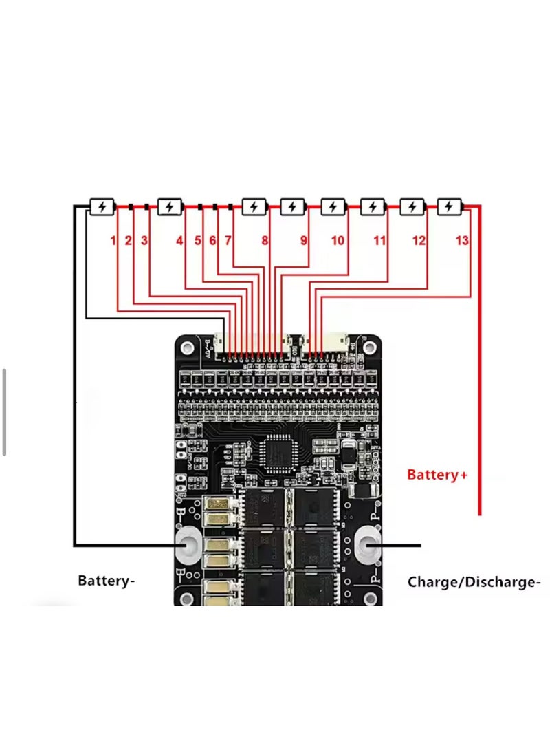 Helteko 13S 30A Lithium Battery BMS 48V Protection Board with Balancing for E-Bike / Scooter / DIY Battery Pack - Image 2