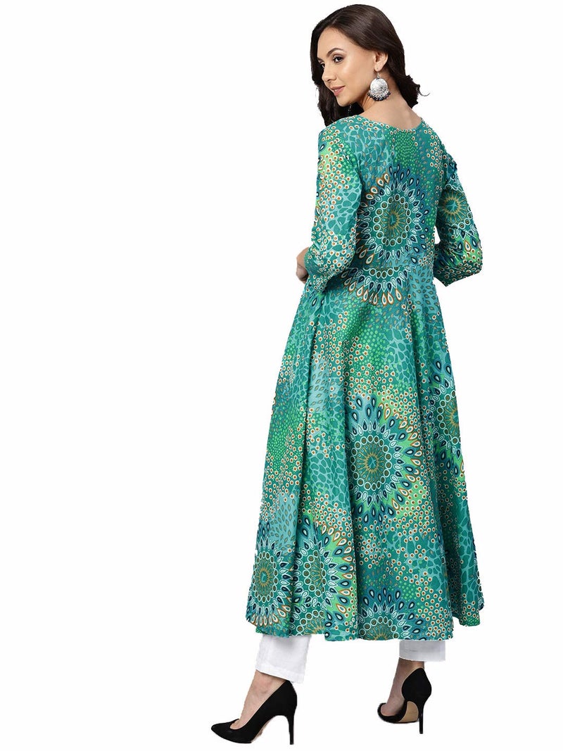 jompers كورتا جومبرز النسائية القطنية المطبوعة على شكل A بأكمام 3/4 - Image 2