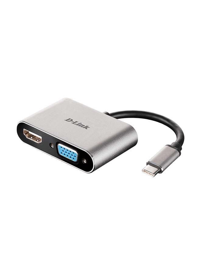 دي لينك محول USB-C إلى HDMI/VGA رمادي - Image 3