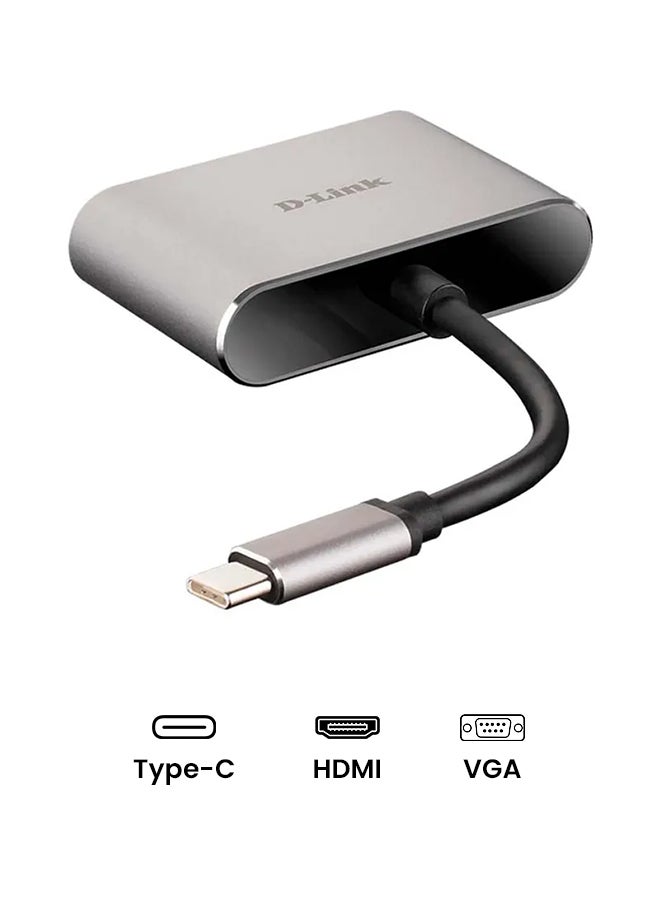 دي لينك محول USB-C إلى HDMI/VGA رمادي - Image 2