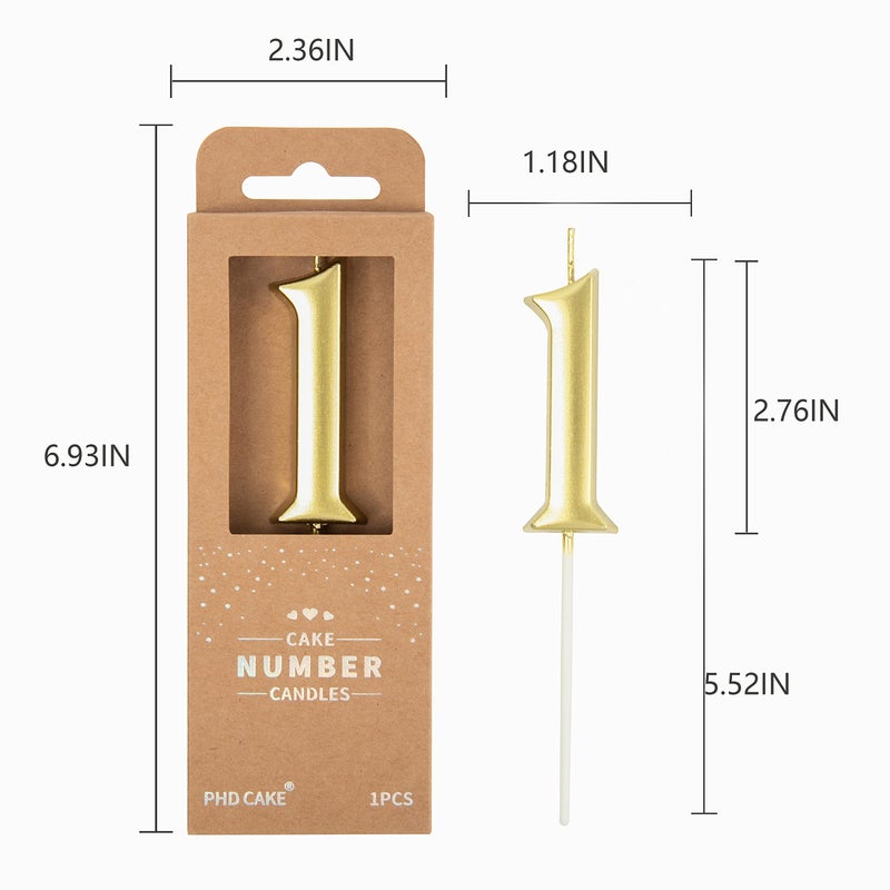 PHD CAKE 2.76 Inch Elegant Gold 1 Number Birthday Candles, Gold Number Candles, Cake Number Candles, Party Celebration - Image 4