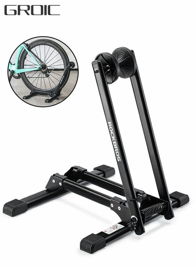 GROIC Bicycle Storage Stand, Foldable Steel Floor Bike Stand, Bike Floor Parking Rack Steady Wheel Holder Fit,Mountain MTB and Road Bicycles Indoor Outdoor Garage Storage,Bicycle Supplies  - Image 1