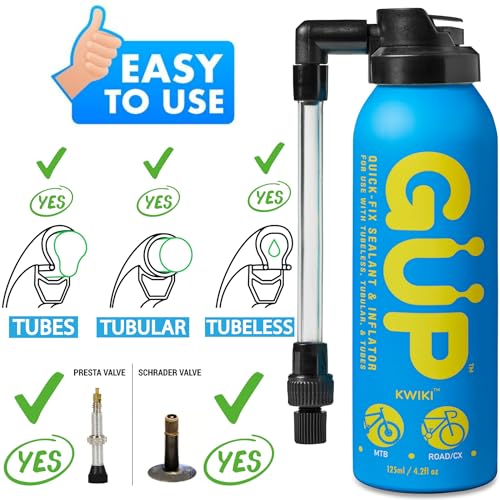 G U P GUP (GÜP كويكي) سائل إصلاح الإطارات السريع ومضخة الهواء؛ للدراجات الجبلية، الطرق، السيكلوكروس، الحصى؛ لختم وإصلاح الإطارات المثقوبة أو المسطحة (محول خرطوم شرايدر/بريستا) - Image 5