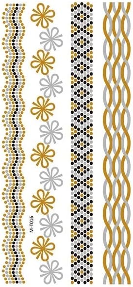 FEIFEIS BOW 10 Sheets Women Men Gold Fashion Metallic Temporary Tattoos Waterproof Stickers Festival Fake Jewelry Tattoos Body Art Set02