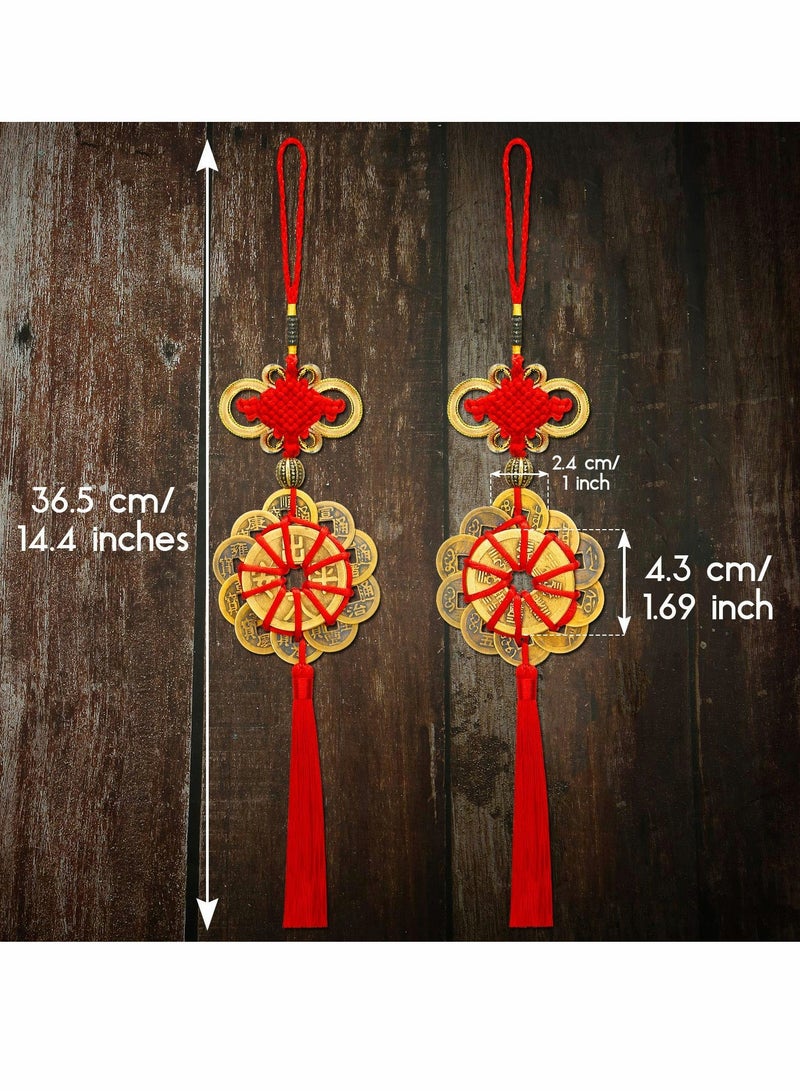 KASTWAVE Chinese Lucky Coins, Brass Copper Coins for Lucky Wealth, Chinese New Year Keychain - Image 2
