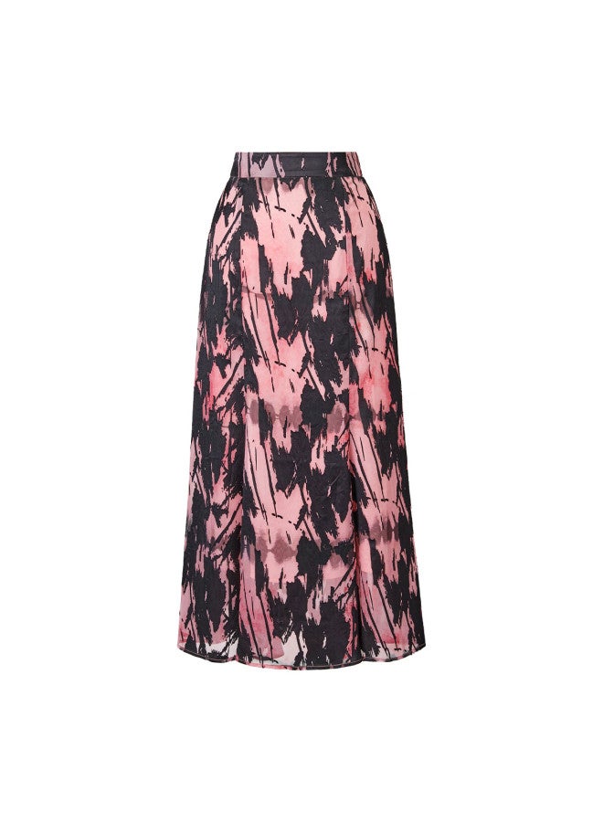 Yanyee Versatile Slimming A-line Skirt For Women  Early Spring Elegant Commuter Mid-length Skirt Purple Floral L - Image 4