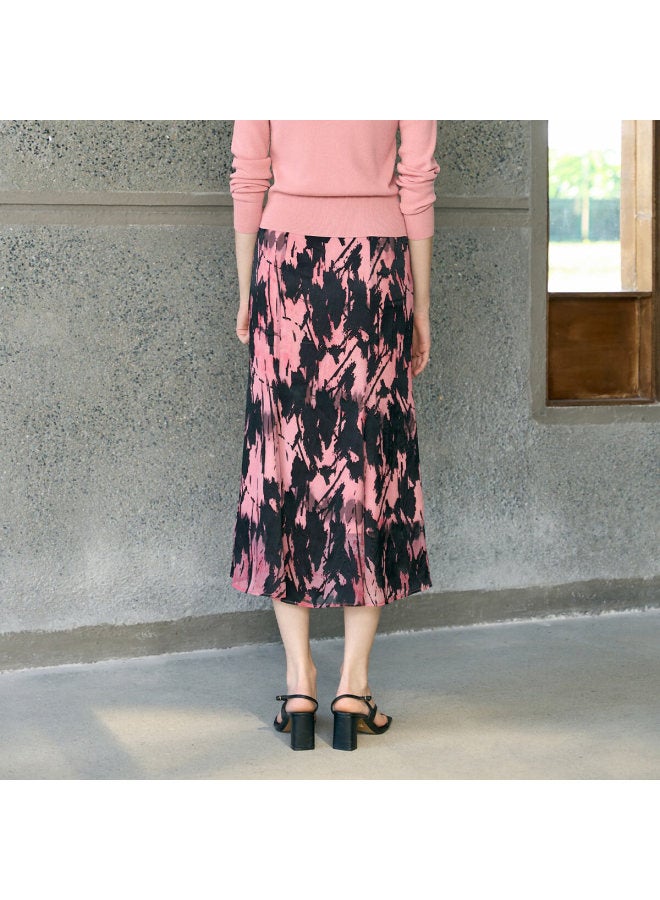 Yanyee Versatile Slimming A-line Skirt For Women  Early Spring Elegant Commuter Mid-length Skirt Purple Floral L - Image 3