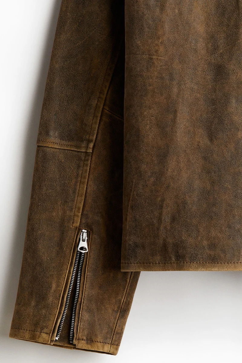 اتش اند ام جاكيت بقصة عادية من نسيج مطلي