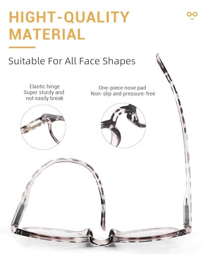 JOLISU 5 Pack Reading Glasses For Women/Men-Blue Light Blocking Computer Reader w/Round Frame - Retro Clear Lens Fake Eyeglasses（1.75） - Image 5