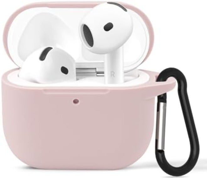 Geekria Silicone Case Cover Compatible with Apple AirPods 4 True Wireless Earbuds, Protective Earphones Skin Cover with Keychain Hook, Charging Port Accessible (White) - Image 1