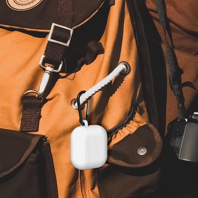 Geekria Silicone Case Cover Compatible with Apple AirPods 4 True Wireless Earbuds, Protective Earphones Skin Cover with Keychain Hook, Charging Port Accessible (White) - Image 5