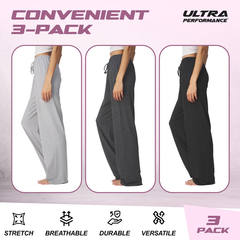 Ultra Performance Womens Pajama PJ Pants 3 Pack Lounge Bottoms Pajamas for Women (Avail in Plus Sizes) - Image 5