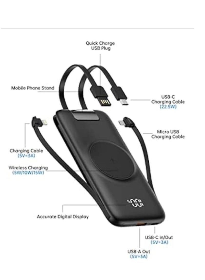 GULFLINK Large Capacity Portable Fast Charger Power Bank With Led Display Built in Cable 20000mah Black  - Image 2