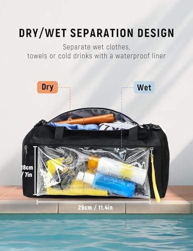SKYSPER 30L Gym Duffel Sports Bag Small with Wet Pocket for Sport Travel Fitness Workout Men WomenBlack - Image 3
