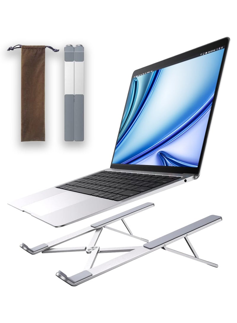 جلاسولوجي Adjustable Laptop Stand – Sleek, foldable aluminum stand for desks. Ergonomic, portable & lightweight. Compatible with MacBook, Chromebook, MateBook & more. Stay cool, work smarter - Image 2