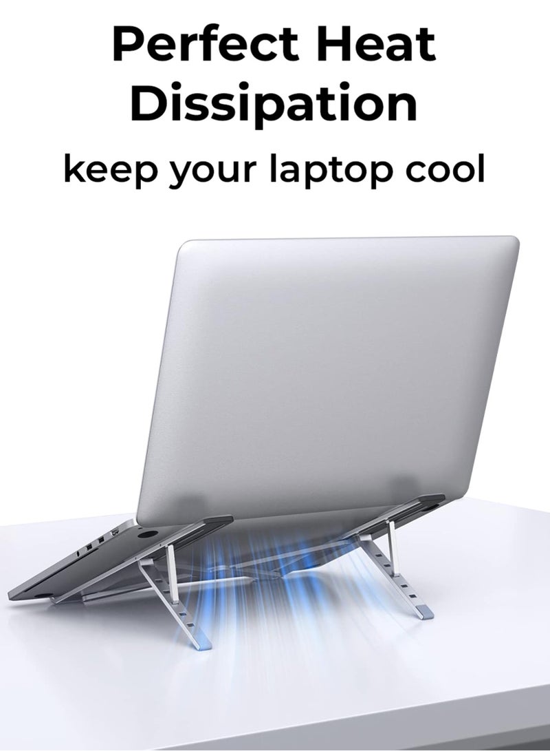 جلاسولوجي Adjustable Laptop Stand – Sleek, foldable aluminum stand for desks. Ergonomic, portable & lightweight. Compatible with MacBook, Chromebook, MateBook & more. Stay cool, work smarter - Image 4