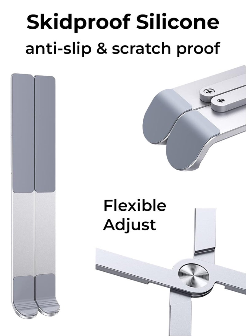 جلاسولوجي Adjustable Laptop Stand – Sleek, foldable aluminum stand for desks. Ergonomic, portable & lightweight. Compatible with MacBook, Chromebook, MateBook & more. Stay cool, work smarter - Image 5