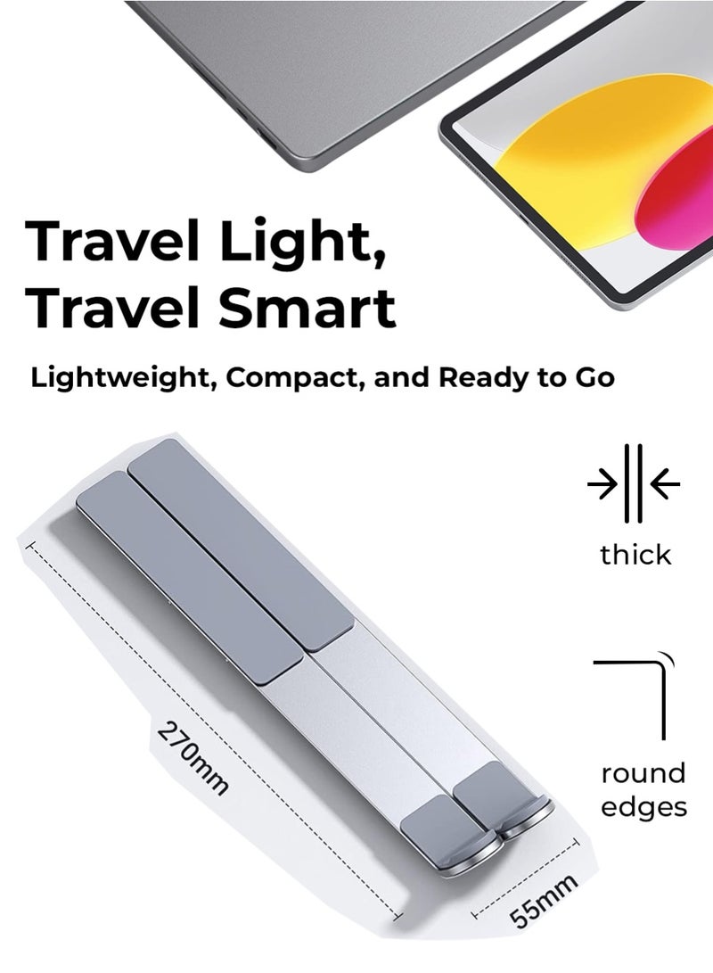 جلاسولوجي Adjustable Laptop Stand – Sleek, foldable aluminum stand for desks. Ergonomic, portable & lightweight. Compatible with MacBook, Chromebook, MateBook & more. Stay cool, work smarter - Image 3