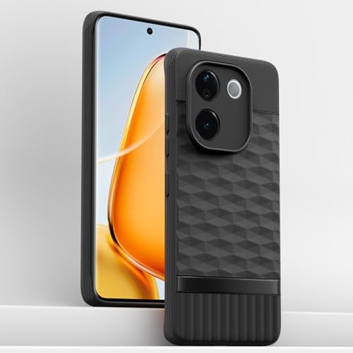 Pikkme Back Cover for Vivo T3 Pro 5G / iQOO Z9s Pro 5G Camera Protection 3D Hexa Cube Design Silicone Protective Bumper Case (Black) - Image 2
