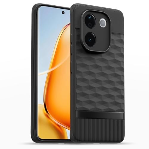 Pikkme Back Cover for Vivo T3 Pro 5G / iQOO Z9s Pro 5G Camera Protection 3D Hexa Cube Design Silicone Protective Bumper Case (Black) - Image 1