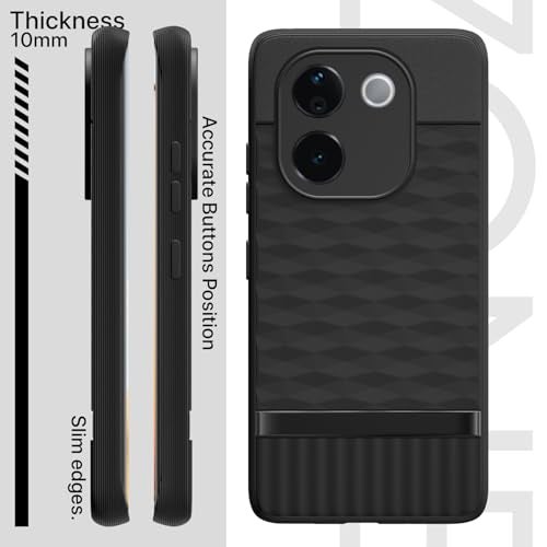Pikkme Back Cover for Vivo T3 Pro 5G / iQOO Z9s Pro 5G Camera Protection 3D Hexa Cube Design Silicone Protective Bumper Case (Black) - Image 3