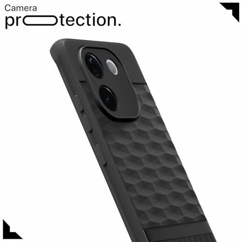 Pikkme Back Cover for Vivo T3 Pro 5G / iQOO Z9s Pro 5G Camera Protection 3D Hexa Cube Design Silicone Protective Bumper Case (Black) - Image 5