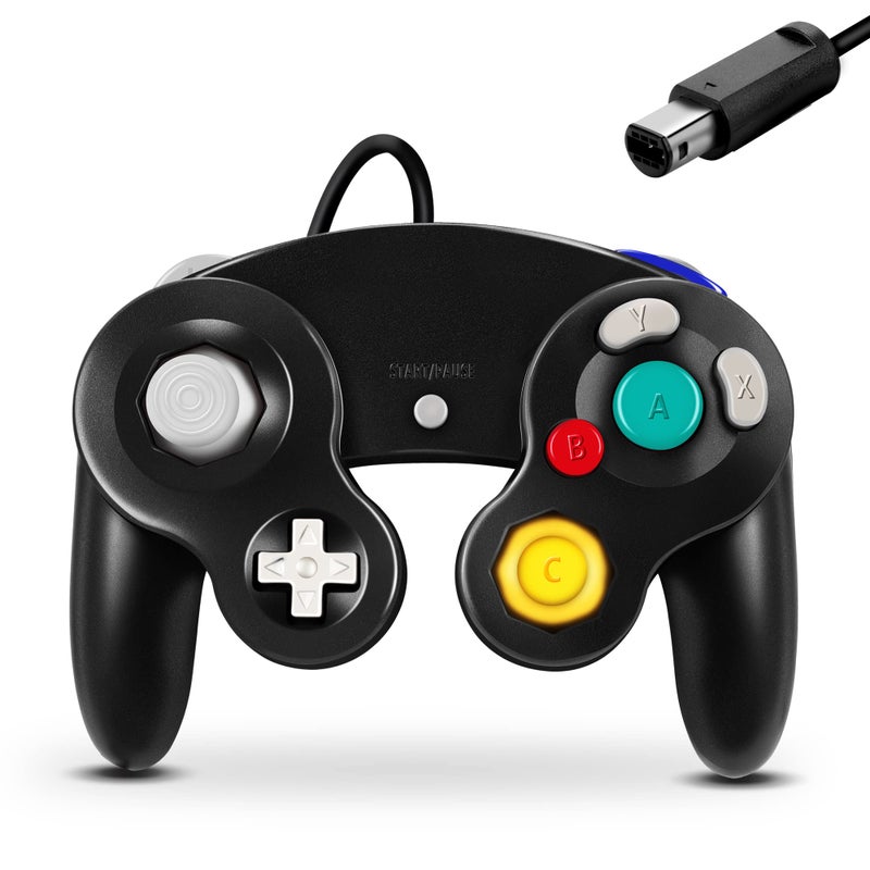 FIOTOK Gamecube Controller, Classic Wired Controller for Wii Nintendo Gamecube (Black) - Image 1