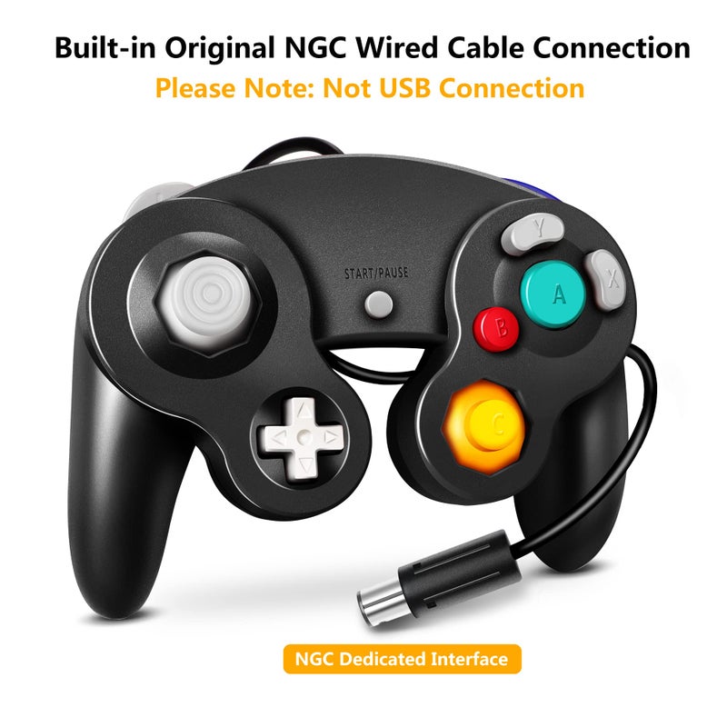 FIOTOK Gamecube Controller, Classic Wired Controller for Wii Nintendo Gamecube (Black) - Image 2