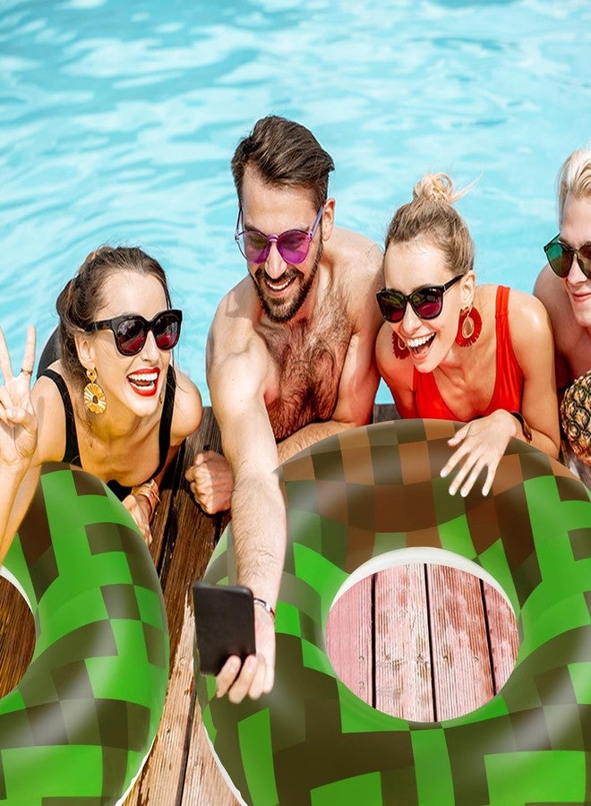 CZBRO 4 قطع من عوامات حمام السباحة بتصميم بكسل، مقاس 28 بوصة، مناسبة للأطفال والكبار، أنابيب عوامات حمام السباحة، حلقات سباحة قابلة للنفخ بتصميم بكسل، ألعاب مثالية لحفلات أعياد الميلاد الصيفية على الشاطئ، ألعاب مائية تفاعلية ممتعة. - Image 5