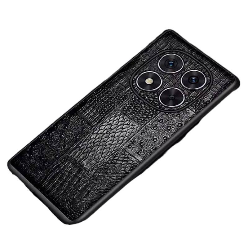 غطاء واقي بملمس جلد لـ Redmi Note 14 Pro باللون أسود مع حماية من السقوط وملمس جلد أصلي مع مقاوم للصدمات مع مقاوم للخدش للاستخدام المتكرر للاستخدام اليومي للاستخدام المنزلي - Image 1