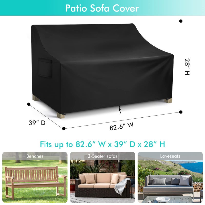 WLEAFJ Patio Sofa Cover Waterproof, 3-Seater Outdoor Sofa, Heavy Duty Deep Lounge Loveseat, Large Lawn Furniture with Air Vent, 82.6â€™â€™ W x 39â€™â€™ D x 28â€™â€™ H - Image 2