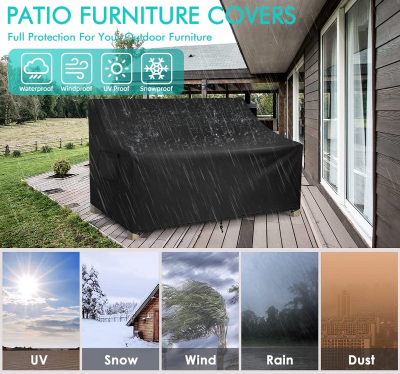 WLEAFJ Patio Sofa Cover Waterproof, 3-Seater Outdoor Sofa, Heavy Duty Deep Lounge Loveseat, Large Lawn Furniture with Air Vent, 82.6â€™â€™ W x 39â€™â€™ D x 28â€™â€™ H - Image 5