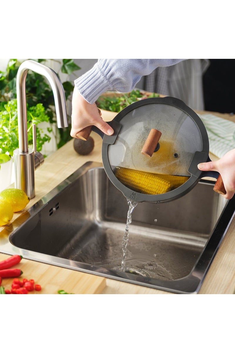 Pot with lid, non-stick coating glass/wood black-blue, 5 l - Image 3