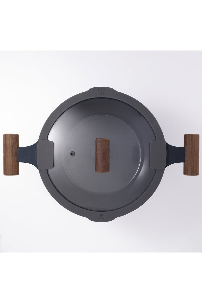 Pot with lid, non-stick coating glass/wood black-blue, 5 l - Image 4