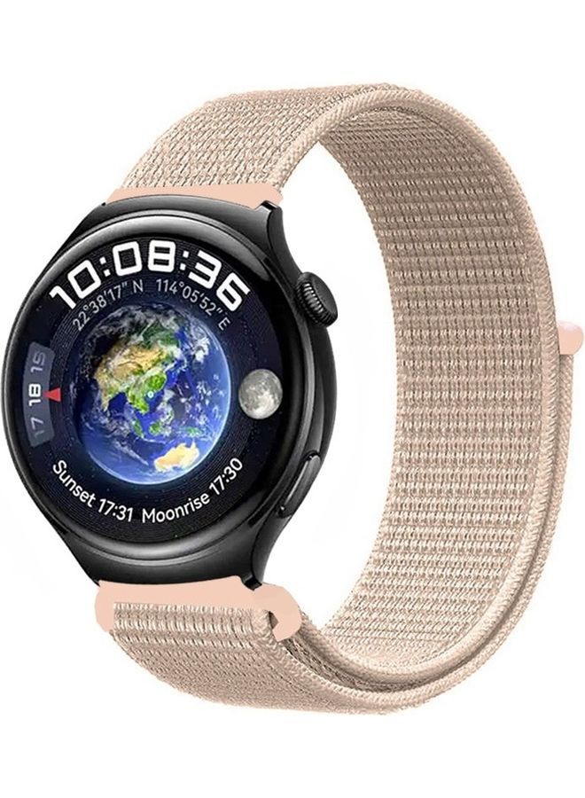 فيسوس حزام ساعة مضفر رياضي من النايلون الناعم مقاس 22 مم متوافق مع هاتف Huawei 4,4 Pro باللون الوردي الرملي