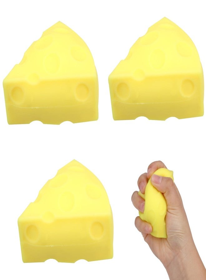 Sinbana 3pcs Squeeze Cheese, Soft Squeeze Fidget Cheese Realistic Funny Pinch Slow Rebound Food for Office School Home Decoration Adults Gift - Image 1