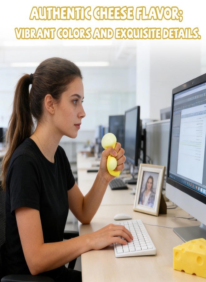 Sinbana 3pcs Squeeze Cheese, Soft Squeeze Fidget Cheese Realistic Funny Pinch Slow Rebound Food for Office School Home Decoration Adults Gift - Image 3