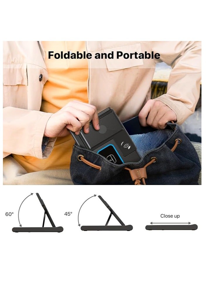 Wireless charging dock, 3-in-1 foldable fast charging dock, wireless charger stand/suitable for mobile phones/headphones/watches, black color - Image 3