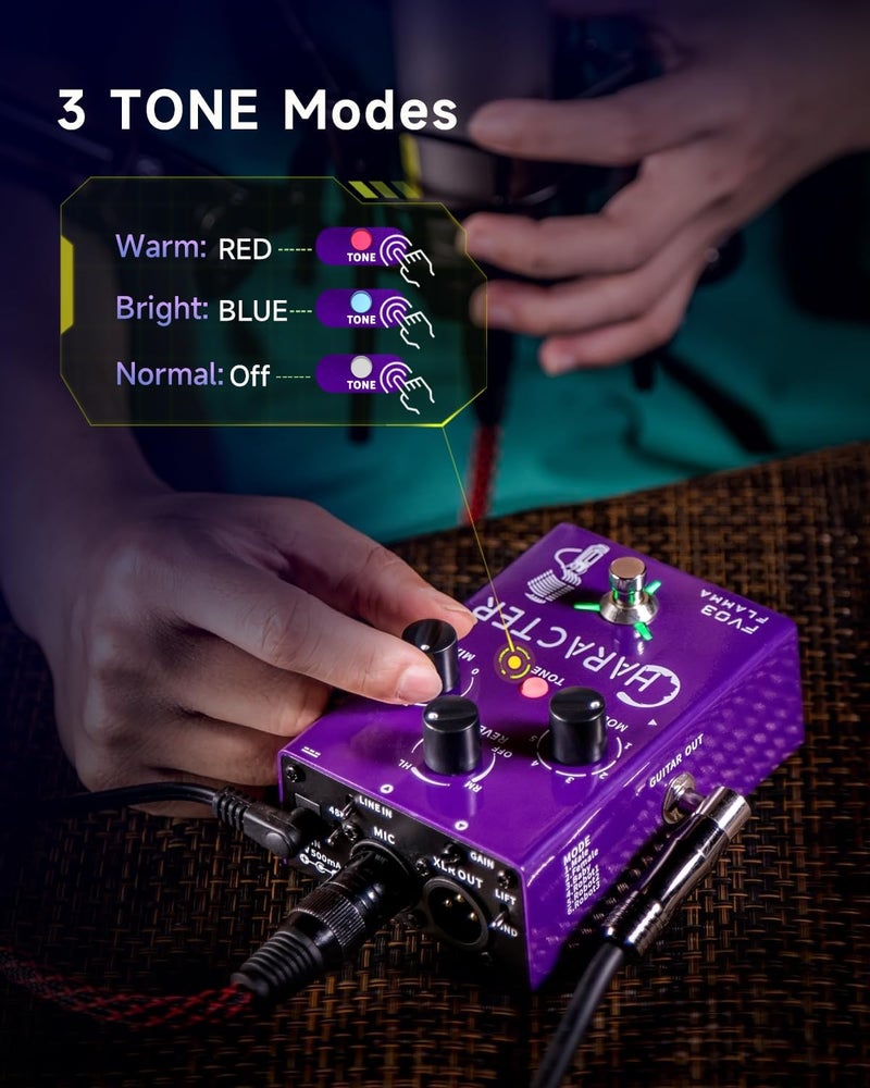 FLAMMA FV03 Vocal Effects Pedal Voice Processor Vocal Amplifier Stompbox Voice Changing Sounds Like Robot Male Female Baby with Delay Reverb Effects for Polishing Up Vocals Includes Guitar Playing - Image 4