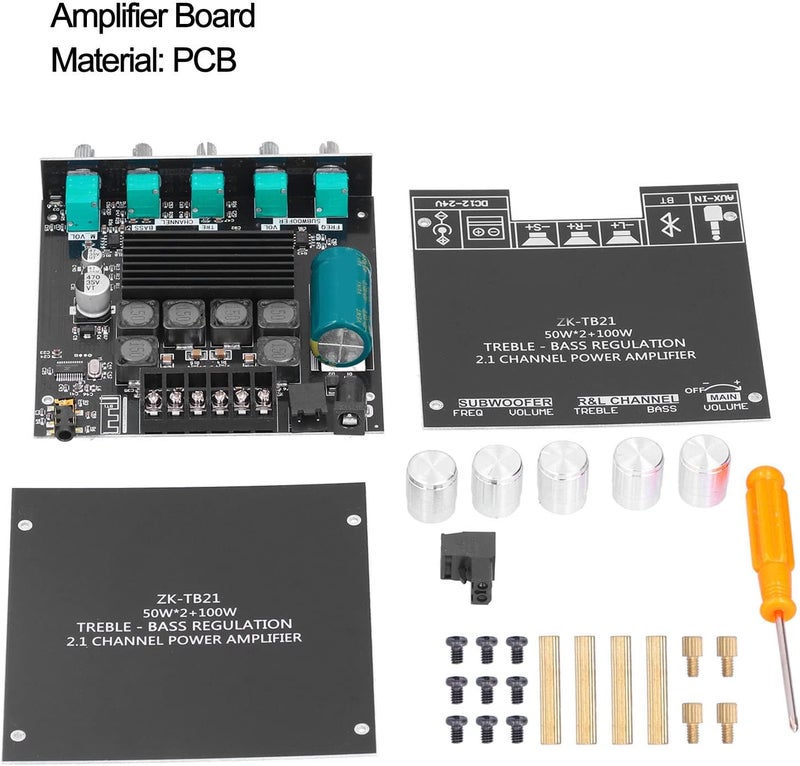 WALFRONT Amplifier Board, 2.1 Channel Audio Power Module, AUX Input, Short Circuit Protection, High Efficiency Subwoofer Amplifier for DIY Home Theater, Speakers - Image 3