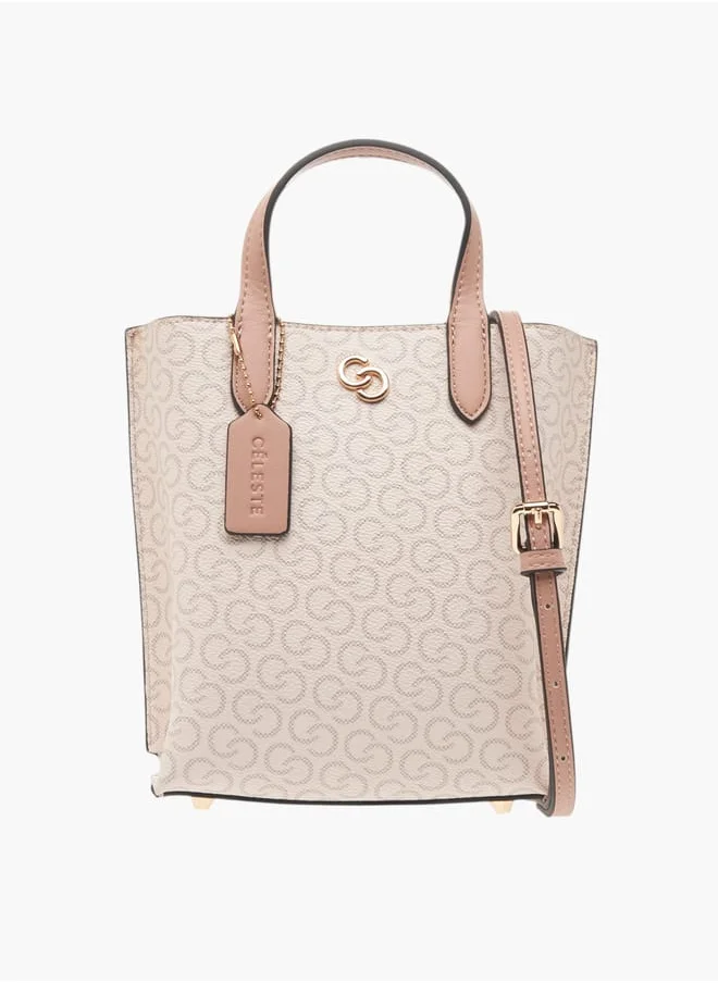 سيليست Womens Monogram Print Tote Bag With Adjustable Strap And Top Handles