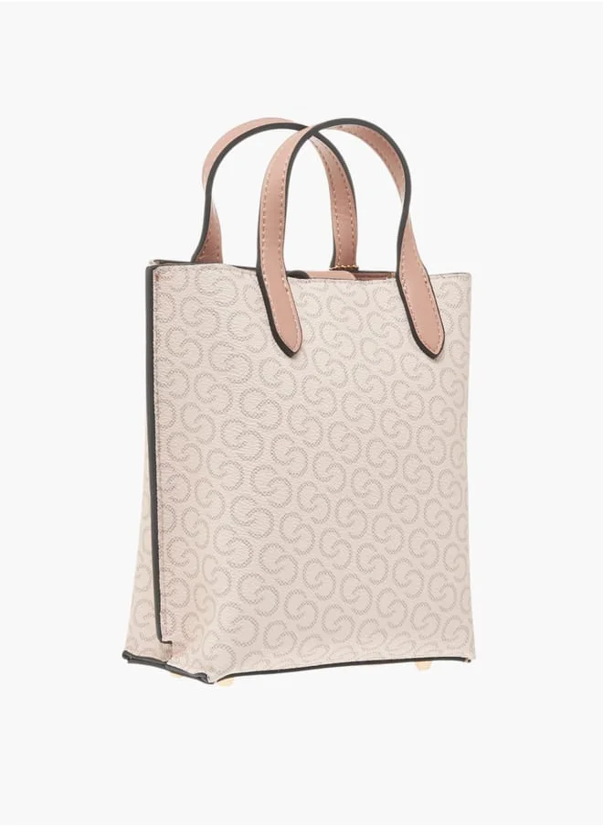 Celeste Womens Monogram Print Tote Bag With Adjustable Strap And Top Handles