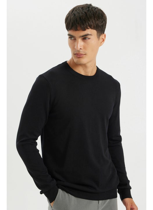 Man Standard Fit Crew Neck Basic Knit Comfortable Pullover